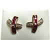 Image 1 : Ruby and diamond earrings 14k yellow gold: Ruby (round, faceted, approx .36 carats, clarity transluc