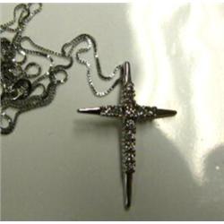 Diamond pendant and chain 14k white gold: diamonds (round cut, approx. .25 carats, clarity SI2-I1, c