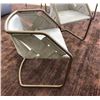 Image 2 : Qty 2 Cantilever Chairs, Natural Suede Leather w/ Brass Frame 22"W x 27"H
