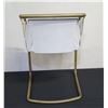 Image 3 : Qty 2 Cantilever Chairs, Natural Suede Leather w/ Brass Frame 22"W x 27"H