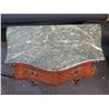 Image 2 : 2-Drawer Bombe Side Table (or Nightstand) w/ Natural Marble Top 29" x 15" x 30"H