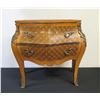 Image 5 : 2-Drawer Bombe Side Table (or Nightstand) w/ Natural Marble Top 29" x 15" x 30"H