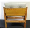 Image 5 : Wood-Framed Natural Leather Armchair, Pirelli Ltd. (Great Britain) 30" x 29" x 34"H