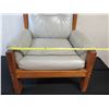 Image 14 : Wood-Framed Natural Leather Armchair, Pirelli Ltd. (Great Britain) 30" x 29" x 34"H