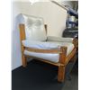 Image 3 : Wood-Framed Natural Leather Armchair, Pirelli Ltd. (Great Britain) 30" x 29" x 34"H