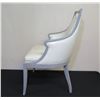 Image 2 : Qty 2 Upholstered Natural Leather Chairs, Lt. Gray 24" x 18" x 38"H