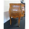 Image 5 : 2-Drawer Bombe Side Table (or Nightstand) w/ Natural Marble Top 29" x 15" x 30"H