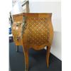 Image 6 : 2-Drawer Bombe Side Table (or Nightstand) w/ Natural Marble Top 29" x 15" x 30"H