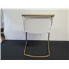 Image 3 : Qty 2 Cantilever Chairs, Natural Suede Leather w/ Brass Frame 22"W x 27"H