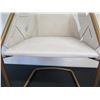 Image 6 : Qty 2 Cantilever Chairs, Natural Suede Leather w/ Brass Frame 22"W x 27"H