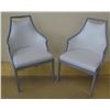 Image 1 : Qty 2 Upholstered Natural Leather Chairs, Lt. Gray 24" x 18" x 38" H