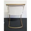Image 6 : Qty 2 Cantilever Chairs, Natural Leather w/ Brass Frame 22"W x 27"H