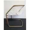 Image 7 : Qty 2 Cantilever Chairs, Natural Leather w/ Brass Frame 22"W x 27"H
