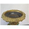 Image 11 : Very Large Brass Cast Chalice w/ Ornate Gilt Relief and Faux Malachite Overlay 24" H
