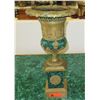 Image 1 : Very Large Brass Cast Chalice w/ Ornate Gilt Relief and Faux Malachite Overlay 24" H
