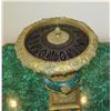 Image 3 : Very Large Brass Cast Chalice w/ Ornate Gilt Relief and Faux Malachite Overlay 24" H
