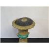 Image 8 : Very Large Brass Cast Chalice w/ Ornate Gilt Relief and Faux Malachite Overlay 24" H