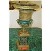 Image 1 : Very Large Brass Cast Chalice w/ Ornate Gilt Relief and Faux Malachite Overlay 24" H