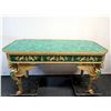 Image 1 : Large Empire Style Gilt Faux Malachite Table w/ Clawfoot Detail 63" x 31" x 33"H