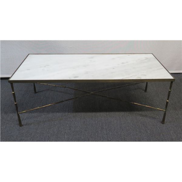 Metal Rectangular Coffee Table w/ Stone Top 50" x 22" x 18"H