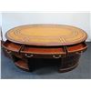 Image 11 : Maitland-Smith Oval Executive Desk w/ Drawers & Cabinet, Marquetry Detail 70" x 44" x 30"H