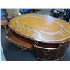 Image 14 : Maitland-Smith Oval Executive Desk w/ Drawers & Cabinet, Marquetry Detail 70" x 44" x 30"H