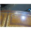 Image 7 : Maitland-Smith Oval Executive Desk w/ Drawers & Cabinet, Marquetry Detail 70" x 44" x 30"H