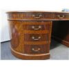 Image 9 : Maitland-Smith Oval Executive Desk w/ Drawers & Cabinet, Marquetry Detail 70" x 44" x 30"H