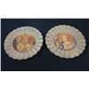 Image 1 : Qty 2 Lesley Roy Hand Illuminated Renaissance Minstrel Angels Fluted Plates in 24kt Gold 12" dia