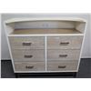 Image 1 : SmartStuff 5321001 Curved Dresser w/ 6 Drawers & Hutch Top w/ Outlet 48" x 18" x 44"H
