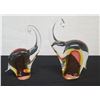 Image 1 : Qty 2 Murano Glass Elephants Made in Italy, Misc Sizes