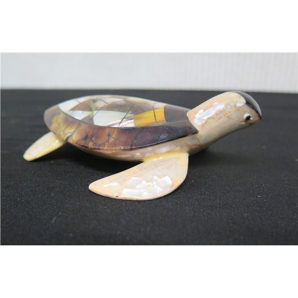 Decorative Turtle Figurine with Inlays 4.5" L