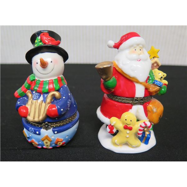 Qty 2 Christmas Figurines:  Santa & Snowman Approx. 4"H