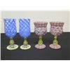 Image 1 : Qty 4 Victoria & Richard MacKenzie-Childs Stemmed Glass Goblets, Misc Sizes