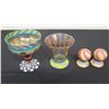 Image 1 : Qty 2 Victoria & Richard MacKenzie-Childs Stemmed Goblets & Pair Salt & Pepper Shakers