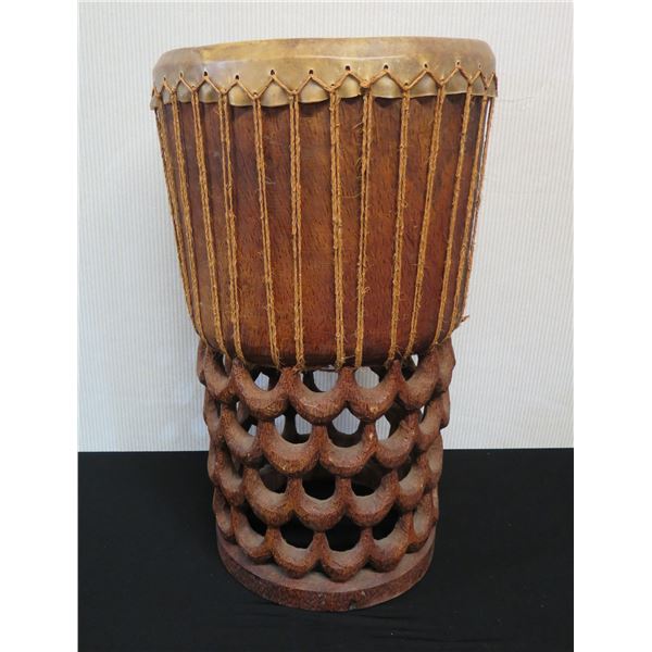Vintage Hawaiian Pahu Drum 18" Dia, 32"H