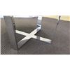 Image 5 : Very Large Marble-Top Round Table, Gray/White, Chrome Base, 68" Dia.