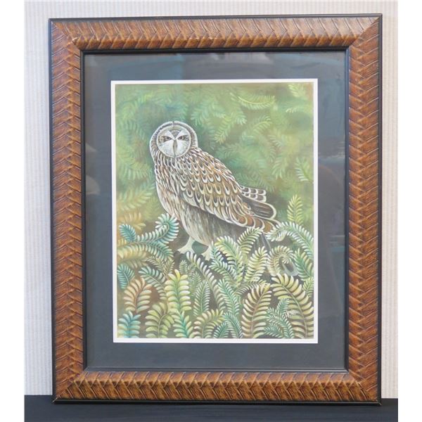 Na Pueo Original Watercoler by Noni Floyd, Framed & Matted 25" x 29"