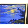 Image 2 : Original Painting on Canvas, Moonlit Ocean, Signed by Artist WB Wayne Christiansen, 25" x 21"