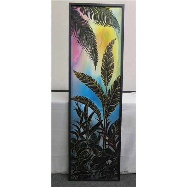 Aloha Ipo - Nature Lover Acrylic Painting on Wood Signed by Artist Leighton Lam, 19"x63" Framed