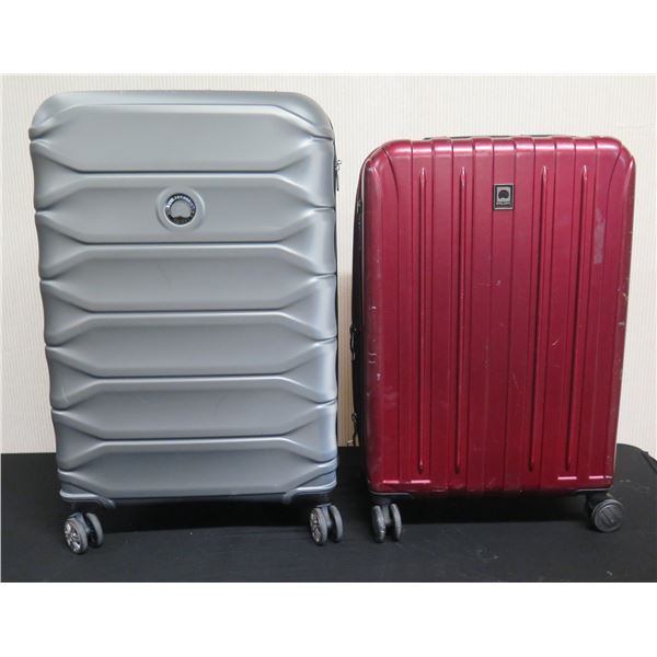 Qty 2 Delsey Rolling 4-Wheel Suitcases, Misc Sizes