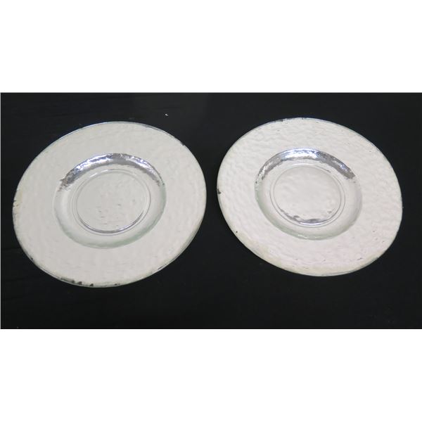 Qty 2 Metallic Serving Plates 12" Dia.