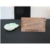 Image 13 : Jade Floral Décor on Wooden Stand 6" x 4" x 9.5"H in Hinged Box