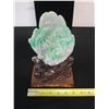 Image 14 : Jade Floral Décor on Wooden Stand 6" x 4" x 9.5"H in Hinged Box