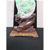 Image 6 : Jade Floral Décor on Wooden Stand 6" x 4" x 9.5"H in Hinged Box