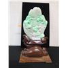 Image 8 : Jade Floral Décor on Wooden Stand 6" x 4" x 9.5"H in Hinged Box