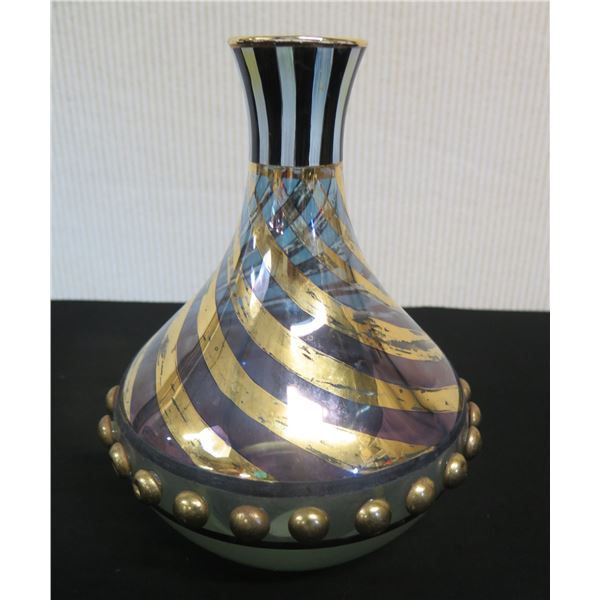 Mackenzie-Childs Glass Vase 8" Dia, 10"H