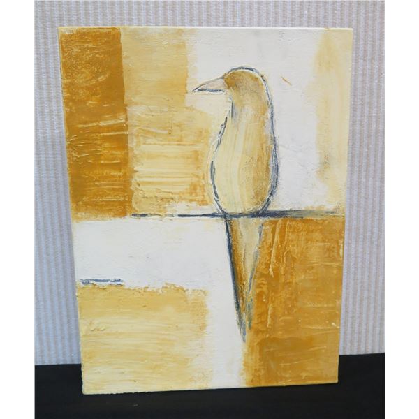Yellow Bird II Original Painting on Canvas by Artist Endicott, Unframed 9.5" x 13"