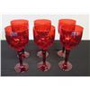 Image 1 : Qty 6 Waterford Marquis Red Stemmed Beverage Ware 3.75" Dia, 8.5" H