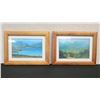 Image 1 : Qty 2 Paintings on Canvas, Oceanscapes by Artist Patrick Dowell, Koa Wood Framed 8" x 6.5"